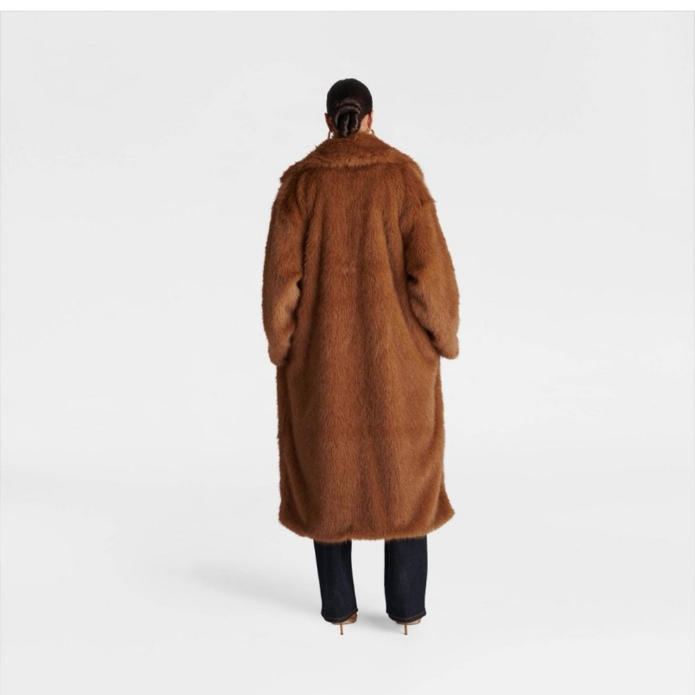 KBB by Kahlana Brown Fur Oversized Fur Trench Coat - Picture 3 of 3